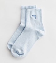 New Look Pale Blue Embroidered Dolphin Tube Socks